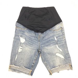 Isabel Maternity Distressed Denim Bermuda Shorts